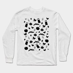 Spooky Cats and Bats and Coffee Long Sleeve T-Shirt